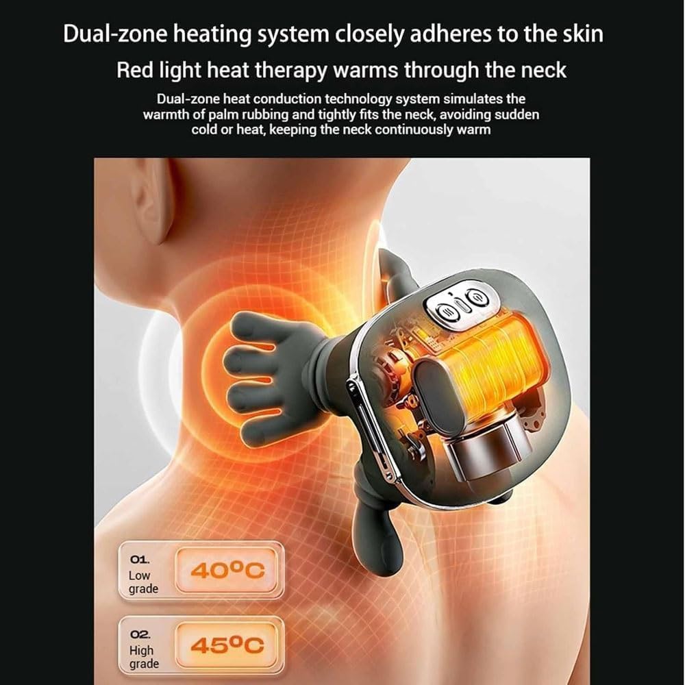 Heated Massager, Wireless Portable Shiatsu Neck and Back Massager, Electric Deep Tissue 4D Kneading Massage, Simulated Human Hand Design for Pain Relief and Muscle Relax (green)