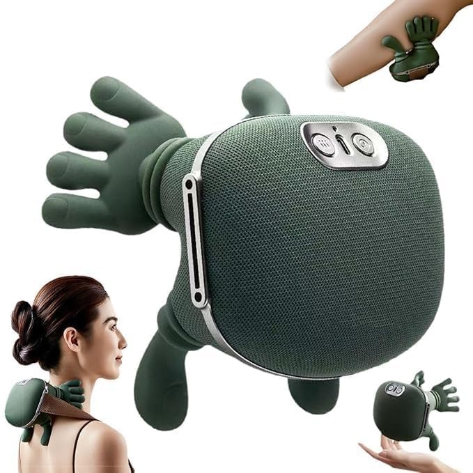 Heated Massager, Wireless Portable Shiatsu Neck and Back Massager, Electric Deep Tissue 4D Kneading Massage, Simulated Human Hand Design for Pain Relief and Muscle Relax (green)