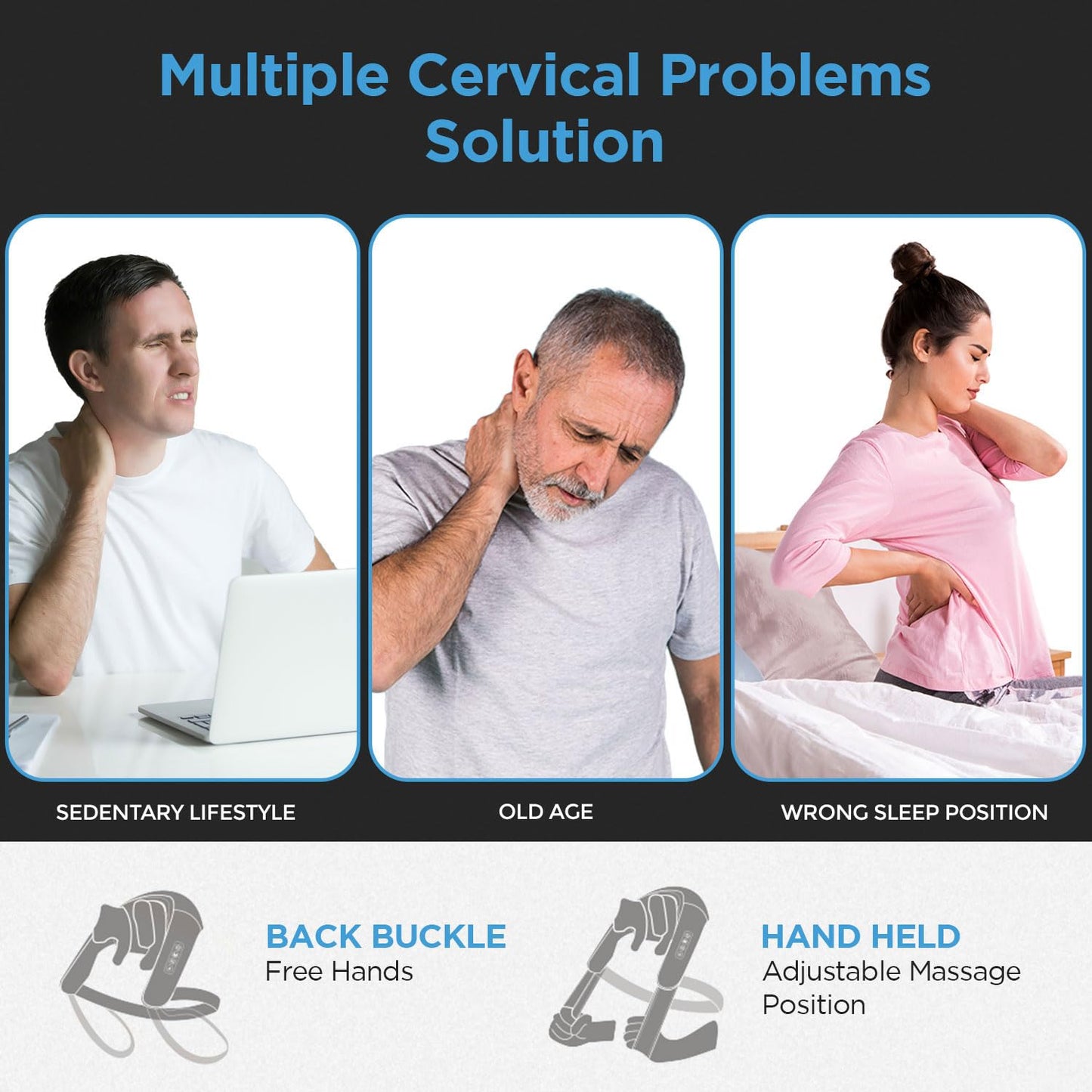 Neck Massager for Cervical Pain | Cervical Massager | Shoulder Massage for Pain Relief with Heating | Electric Wearable Neck Massage for Back, Shoulders, Waist and Legs