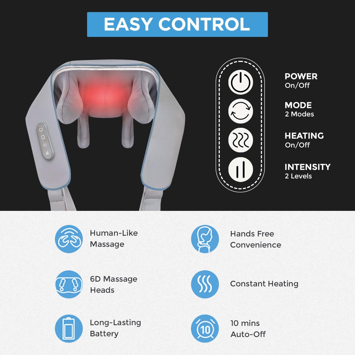 Neck Massager for Cervical Pain | Cervical Massager | Shoulder Massage for Pain Relief with Heating | Electric Wearable Neck Massage for Back, Shoulders, Waist and Legs